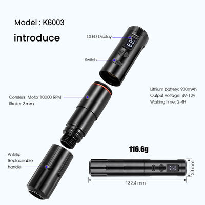 10 Вт беспроводной дермограф татуировочный аппарат беспроводной постоянный макияж аппарат RCA соединитель корпус аппарат длина 24 * 132,4 мм поставщик