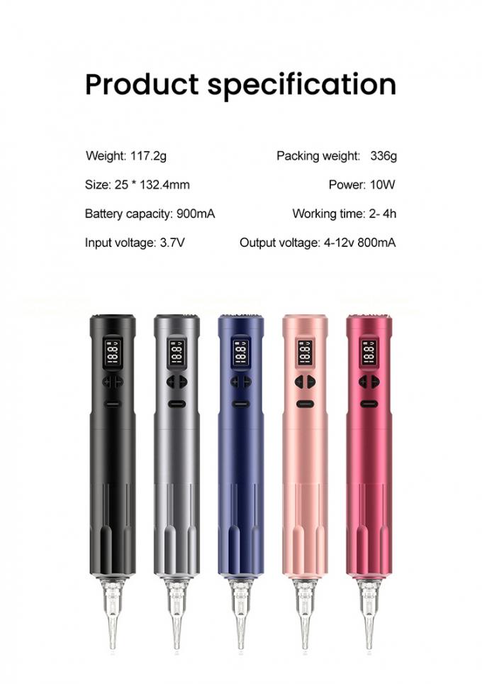 10 Вт беспроводной дермограф татуировочный аппарат беспроводной постоянный макияж аппарат RCA соединитель корпус аппарат длина 24 * 132,4 мм 8