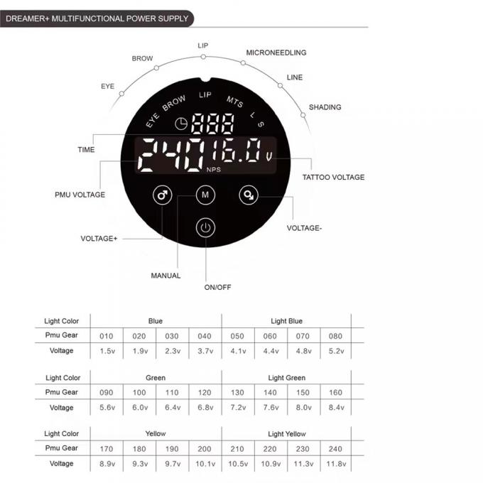 Беспрепятственно управлять татуировочной машиной с питанием татуировки с функцией точки и умным сенсорным экраном 4