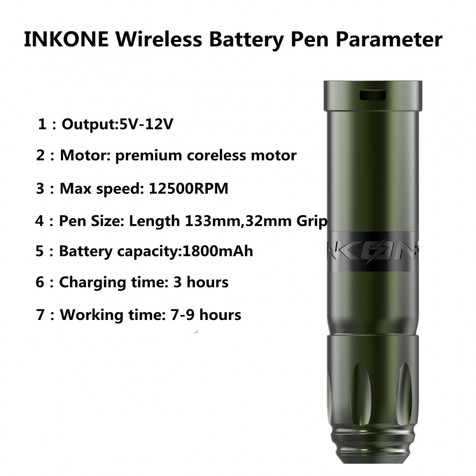 INKONE NARW Бренд Цифровой ЖК-дисплей с сенсорным экраном 1800 мАч Батарея Ручка для татуировки Машина для микропигментации Беспроводная машина для татуировки 4